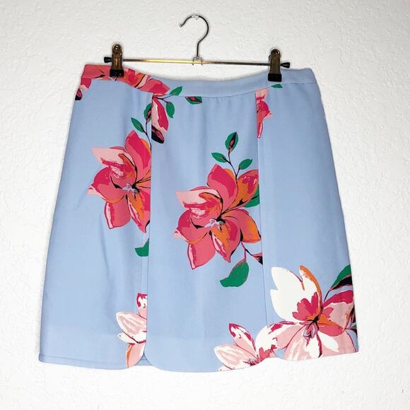 Draper James light blue pink floral scalloped hem skirt size 8 - Picture 1 of 13